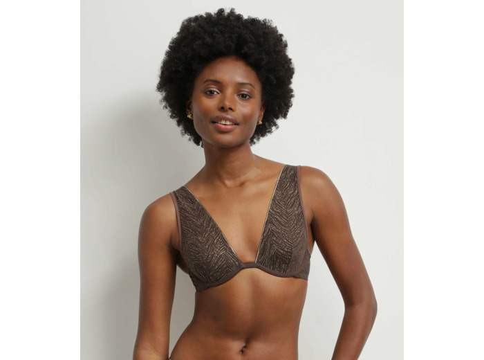 Soutien-gorge emboitant en tulle Noir et pois Lurex Dim Shiny Mesh