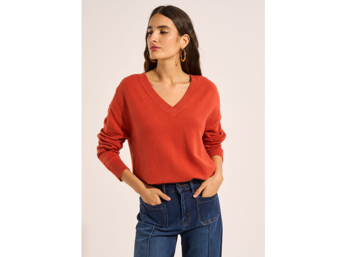Pull carré col V