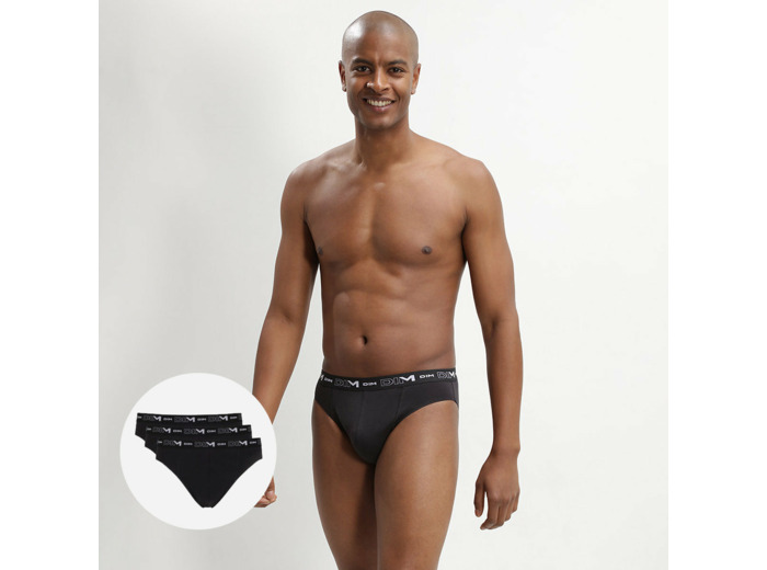 Lot de 3 slips noir Homme en coton stretch
