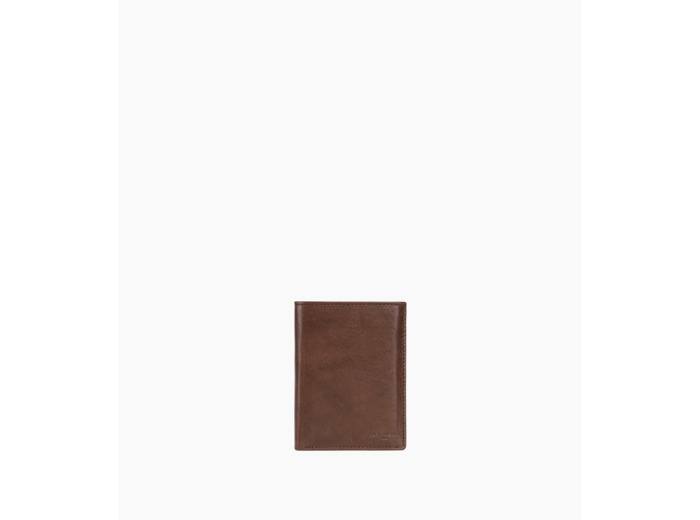 Portefeuille vertical moyen modèle zippé 3 volets en cuir huilé