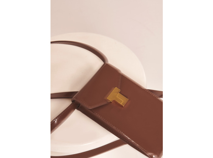 Pochette Bis Taupe en Cuir