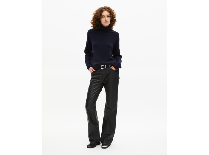 Pull col montant en cachemire marine bleu