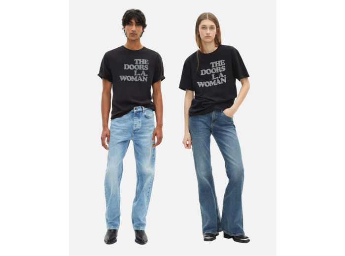 T-shirt mixte the doors x the kooples noir black washed