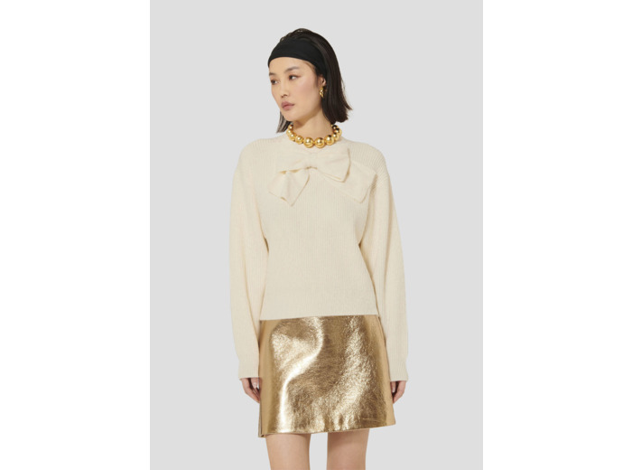 Pull Phoebe Ecru en Laine Mercerisée