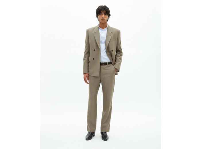 Veste de costume droite large beige melange