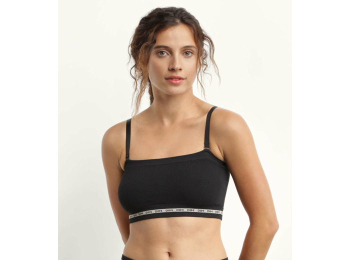Soutien-gorge bandeau en modal polyamide Noir sans armature Dim Icons Seamless