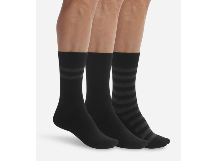 Lot de 3 paires de chaussettes homme Noir à rayures Dim Coton Style