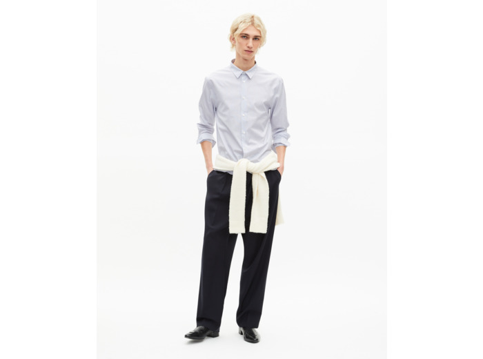 Chemise à fines rayures bleu clair bleu