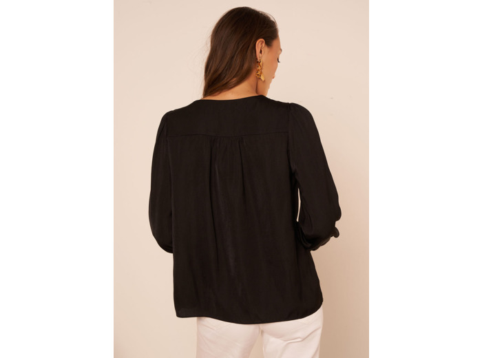 Blouse col V avec insert de dentelle