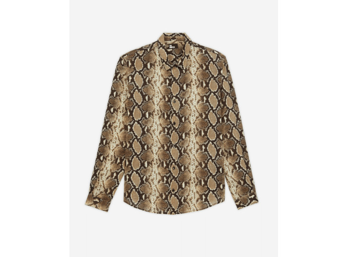 Chemise A Manches Longues Col Classique Et Imprimee beige