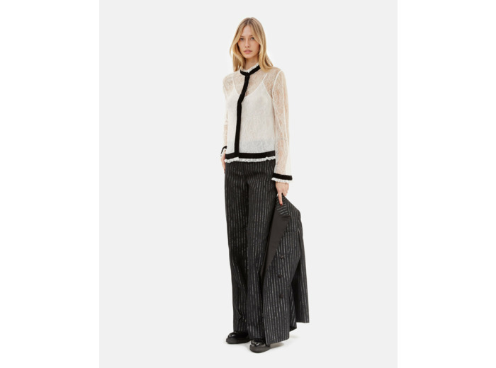 Chemise manches longues col rond ecru