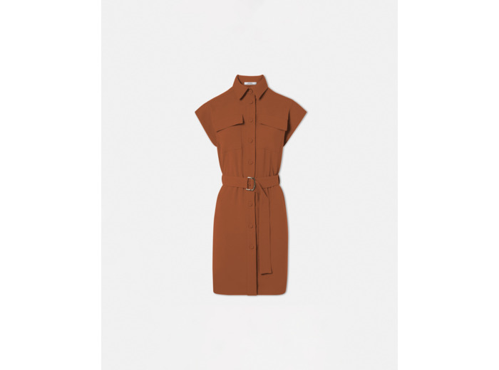 Robe Rosen Marron en Polyester
