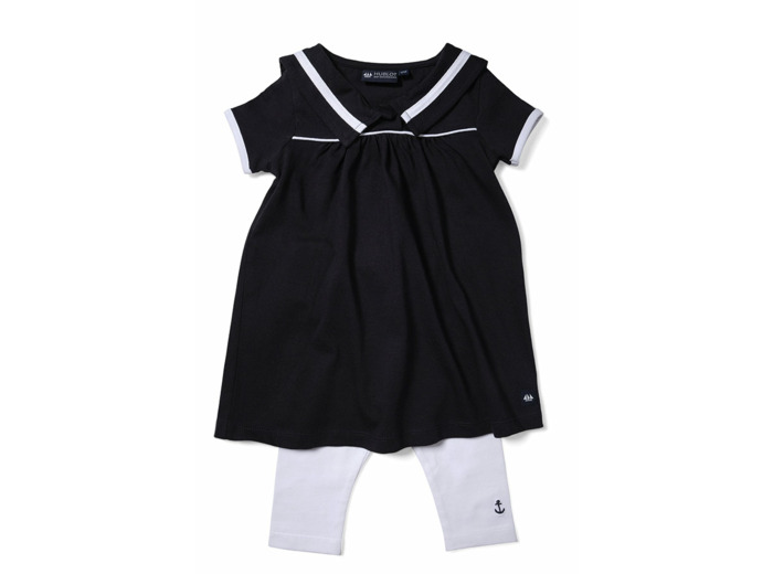 Ensemble fille avec robe col esprit marin et legging Elsa