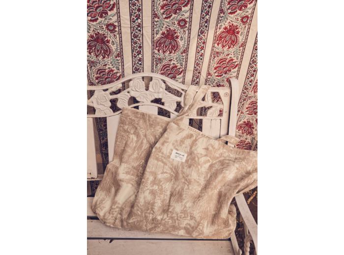 Grand tote bag en coton recyclé beige