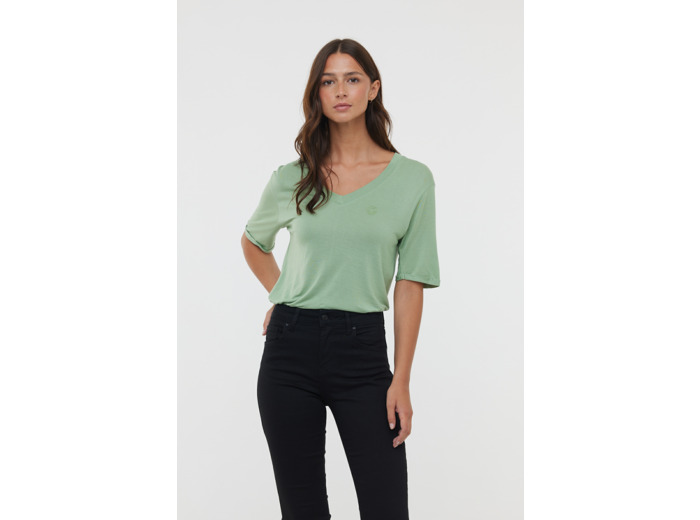 T-shirt basique manches courtes col V en viscose recyclée