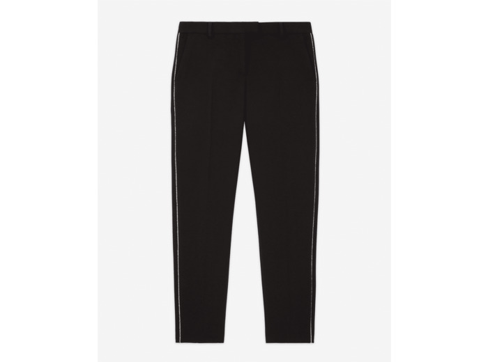 Pantalon Costume Crepe Detail Strass noir