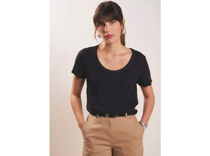 Tee-shirt col danseuse en coton modal