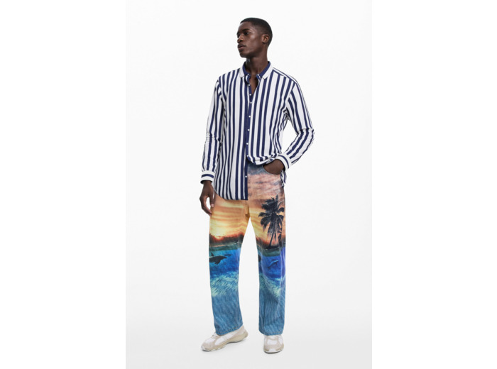 Chemise À Manches Longues En Tissu – Homme