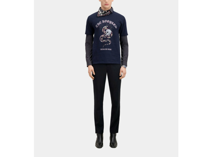 T-Shirt Manches Courtes Avec Print Snake washed navy