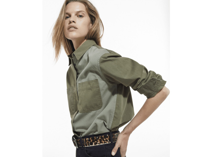 Chemise Mix Coloris Khaki Avec Poches olive night