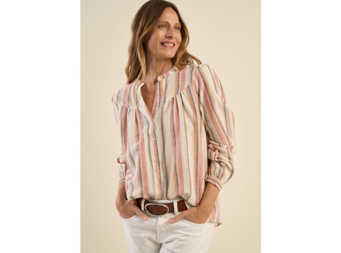 Chemise ample à rayures et à col tunisien