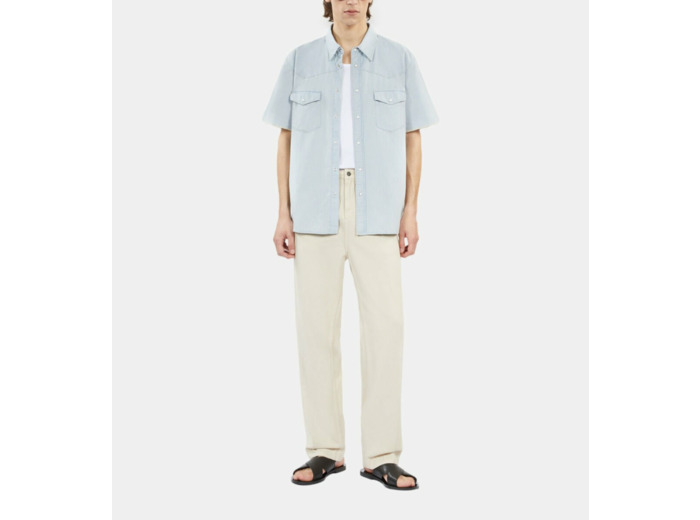 Chemise Manches Courtes En Denim light blue