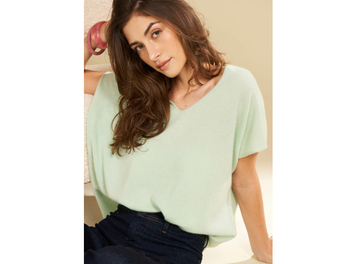 Pull manches courtes en cachemire