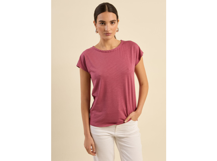 T-shirt à col bateau brodé