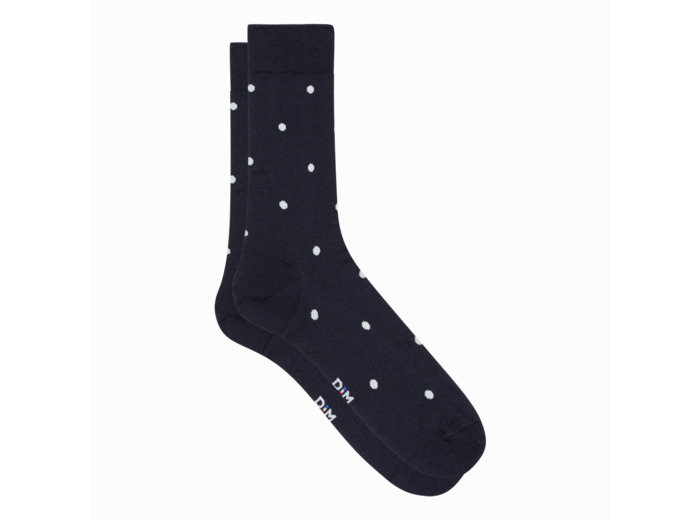 Chaussettes homme en fil d’écosse Bleu Océan motifs pois Monsieur Dim