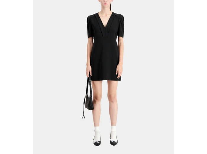 Robe Courte Passepoil Cuir black