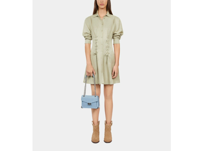 Robe Courte Vert Clair Avec Laçage kaki grey