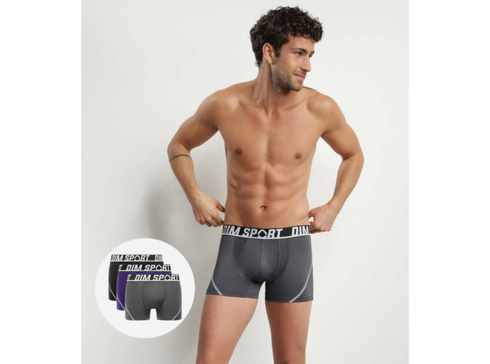 Lot de 3 boxers homme microfibre thermorégulateur Violet Dim Sport