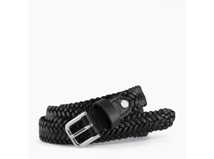 Ceinture femme avec boucle carrée en cuir tressé