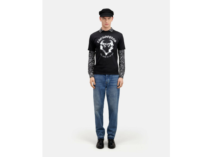 T-Shirt Manches Courtes Avec Print Skull Coeur Devant black