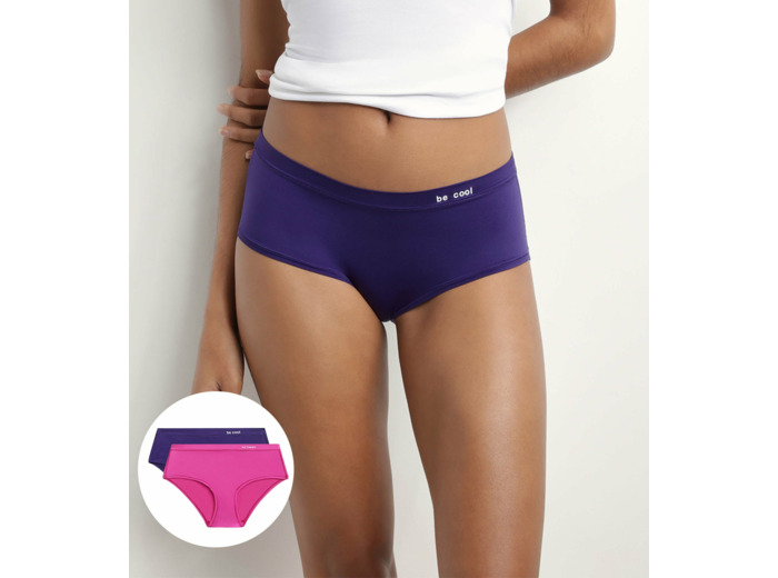Lot de 2 shorties femme en microfibre Fuchsia et Violet Oh My Dim’s