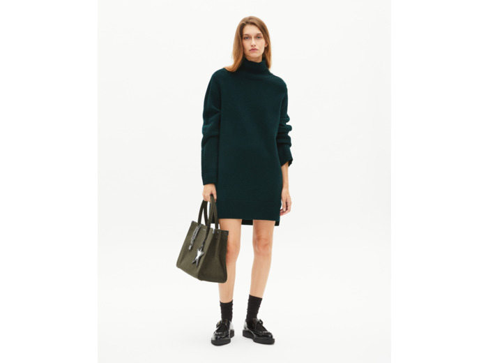 Robe courte en laine verte green