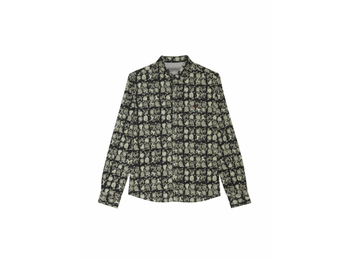 Chemise slim noir / ecru