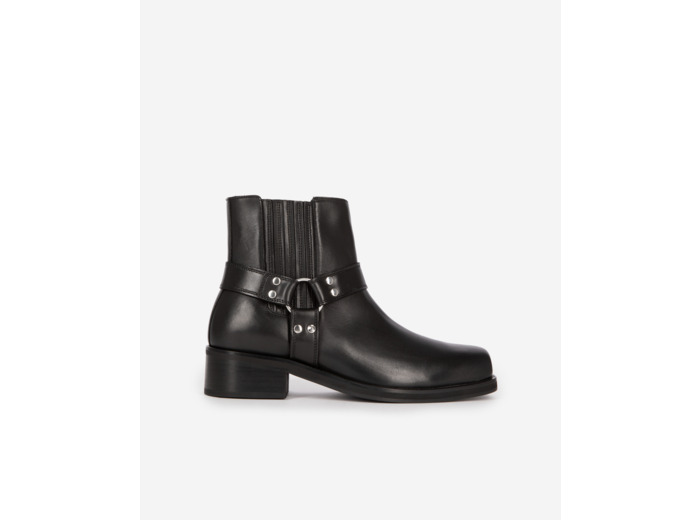 Bottines avec sangles en cuir noir black