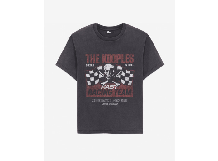 T-Shirt Noir Avec Sérigraphie Racing Skull black washed