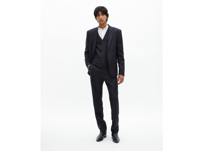 Veste de costume en laine bleu marine bleu