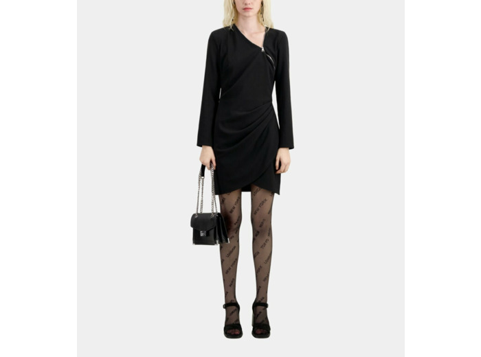 Robe Courte Noire En Crêpe Avec Zip black