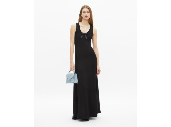Robe longue sans manches en maille noire black