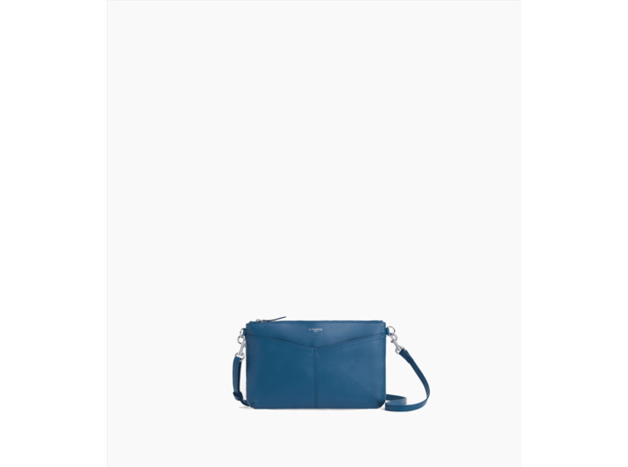 Pochette zippée avec bandoulière amovible Charlotte en cuir lisse