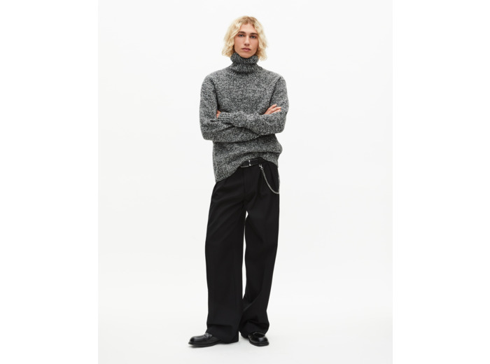 Pull col roulé mouliné noir et blanc black white