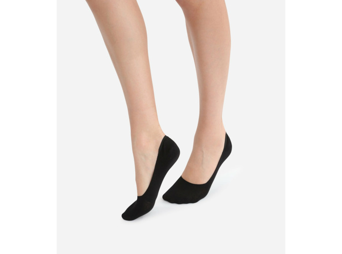 Lot de 2 paires de protège-pieds noirs en coton Femme