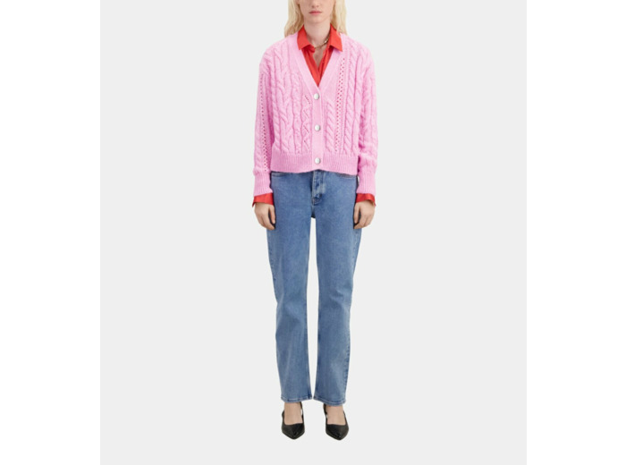 Cardigan Boutonne A Torsades pink