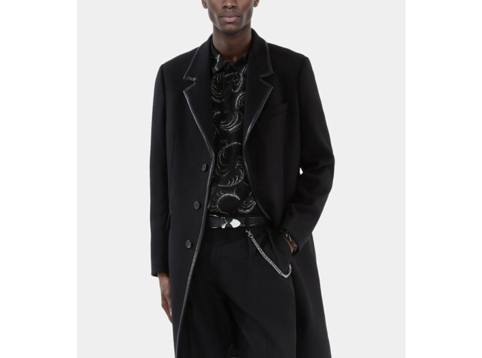 Manteau Long En Laine Mélangée Noire black
