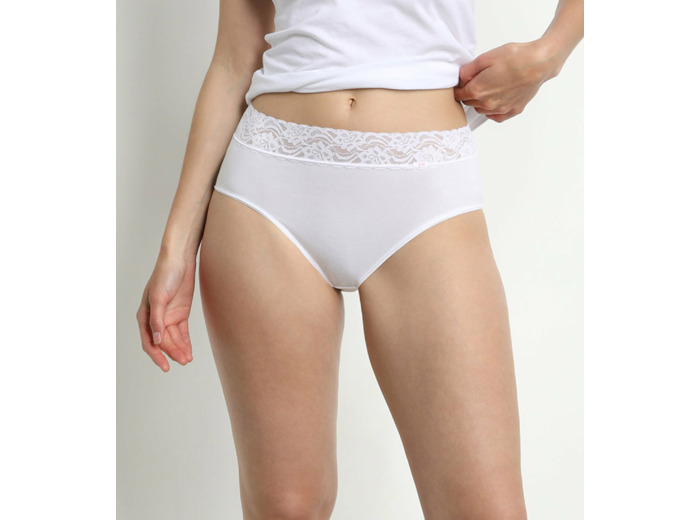 Lot de 2 slips blancs Coton Plus Féminine taille haute