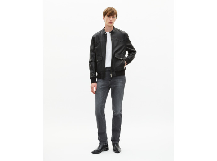 Blouson en cuir noir black