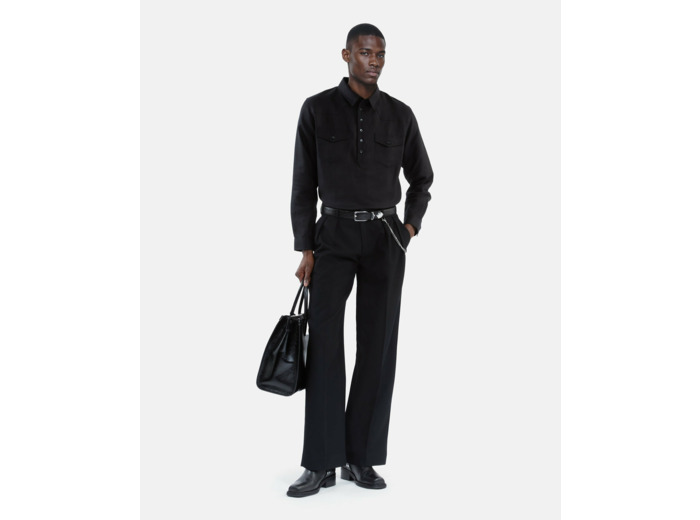 Chemise col ouvert long manche longue black